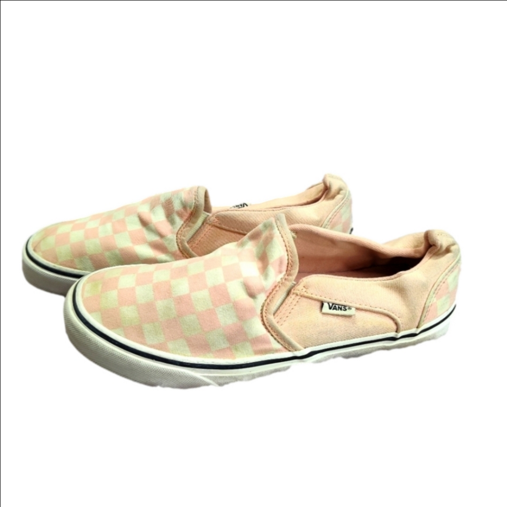 Vans Classic Slip On Ashur Pink Checkerboard Sneakers 8.5